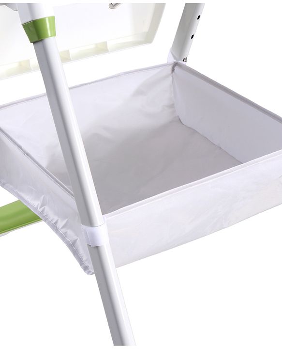 Babyhug 4 in 1 multifunctional Baby High Chair with Adjustable Backrest - Green| Adjustable Footrest & 5 level Seat Height| Compact Fold| Swivel Wheels with Lock|Double Food Tray| Removable PU Cushion