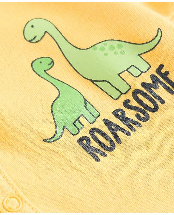 Babyhug 100% Cotton Knit Half Sleeves Striped Antibacterial Front Open Jhablas with Dino Print Pack of 3 - Multicolor