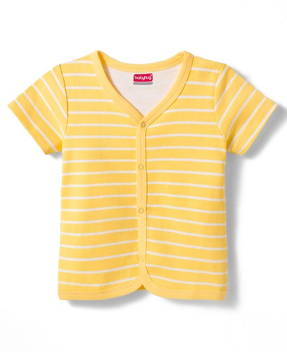 Babyhug 100% Cotton Knit Antibacterial Half Sleeves Animal Printed & Striped Jhablas Pack Of 3 - Multicolour