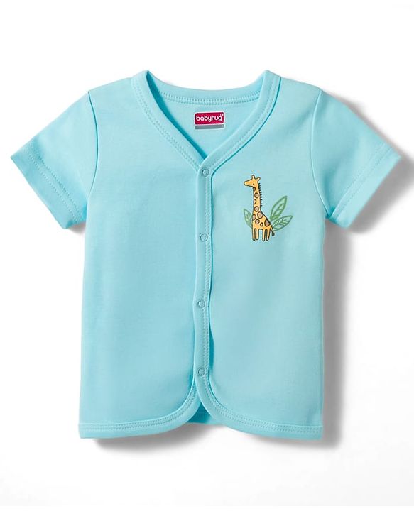 Babyhug 100% Cotton Knit Antibacterial Half Sleeves Animal Printed & Striped Jhablas Pack Of 3 - Multicolour