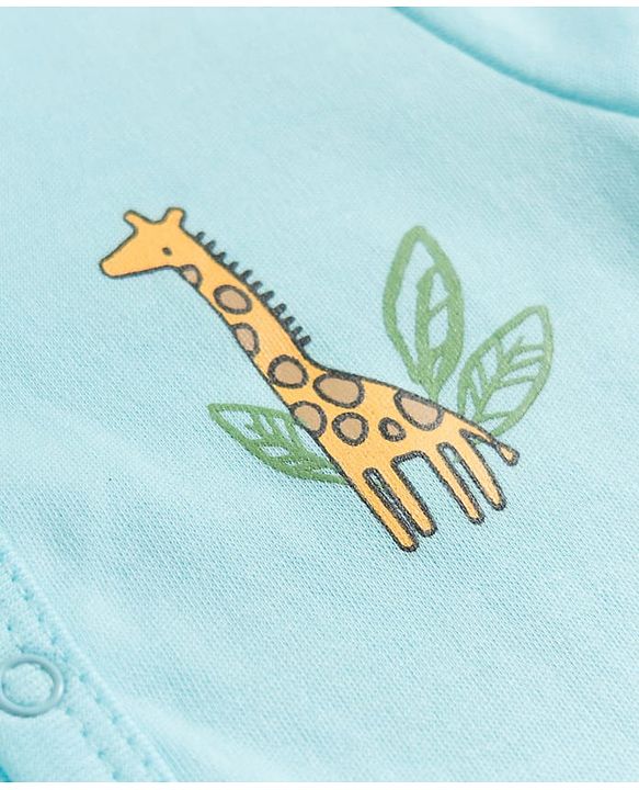 Babyhug 100% Cotton Knit Antibacterial Half Sleeves Animal Printed & Striped Jhablas Pack Of 3 - Multicolour