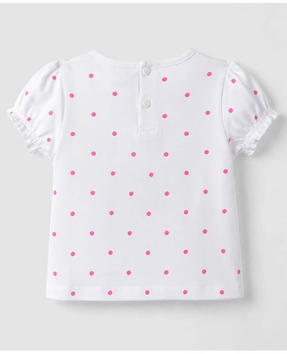 Babyhug 100% Cotton Knit Half Sleeves Floral & Polka Dots Printed Frock With Inner Tee - Navy Blue