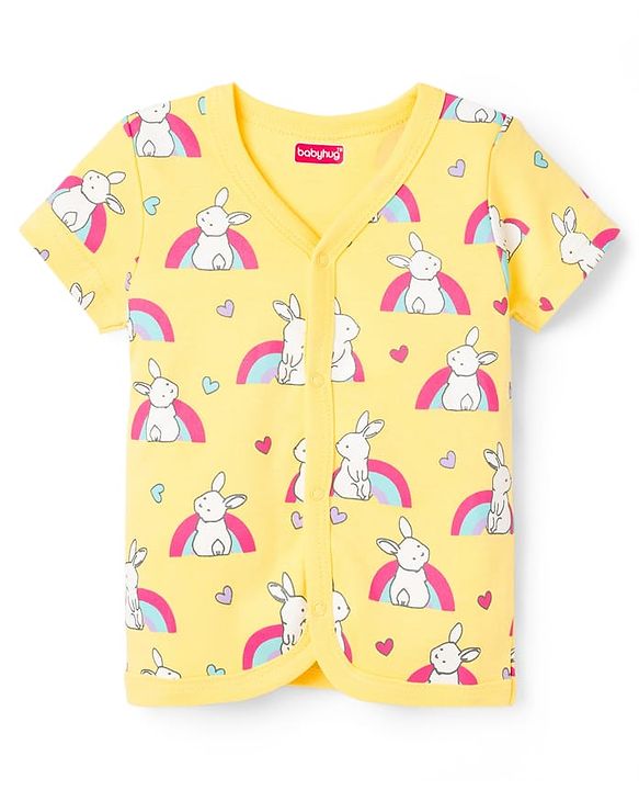 Babyhug 100% Cotton Knit Antibacterial Jhablas With Bunny Heart & Floral Print Pack of 3 - Multicolor