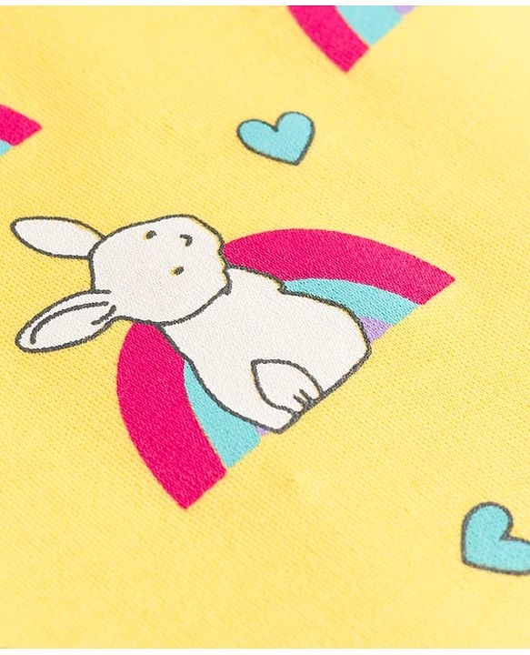 Babyhug 100% Cotton Knit Antibacterial Jhablas With Bunny Heart & Floral Print Pack of 3 - Multicolor