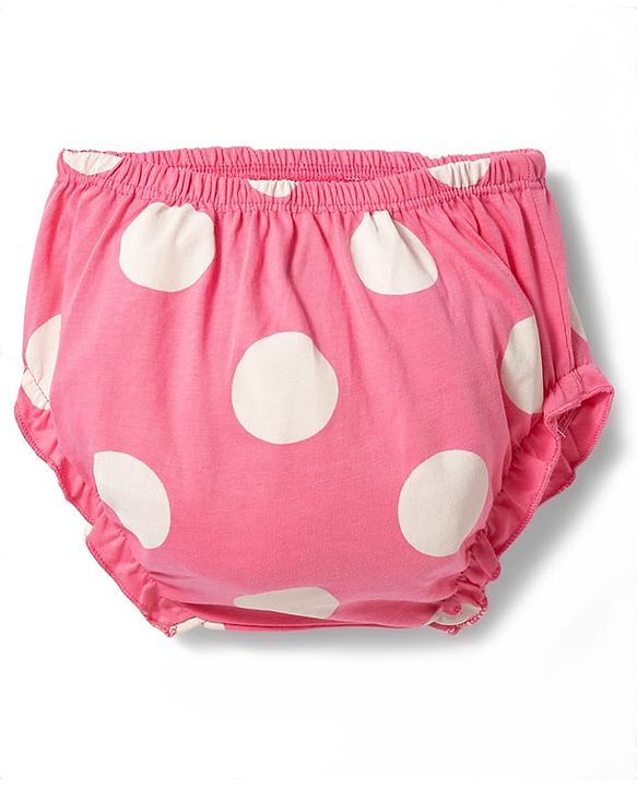 Babyhug Cotton Knit Sleeveless Layered Polka Dot Printed Frock with Bloomer - Pink