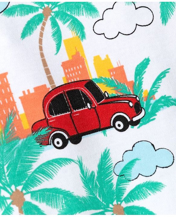 Babyhug 100% Cotton Knit Half Sleeves Rompers with Miami Print Pack of 2 - Multicolor