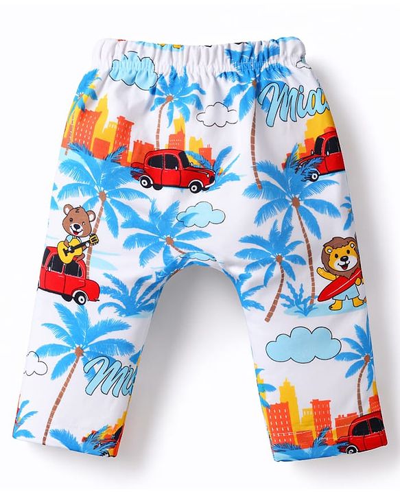 Babyhug 100% Cotton Knit Half Sleeves Striped & Lion Embroidered Onesie with Leggings & Cap - Multicolor