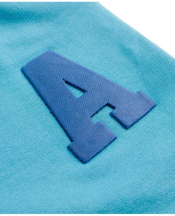 Pine Kids Looper Knit Knee Length Solid Colour Shorts with Alphabet Badge - Aqua Blue