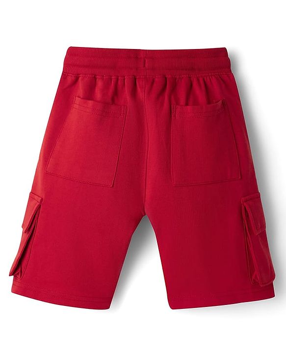 Pine Kids Looper Knit Solid Shorts With Cargo Pockets - Maroon