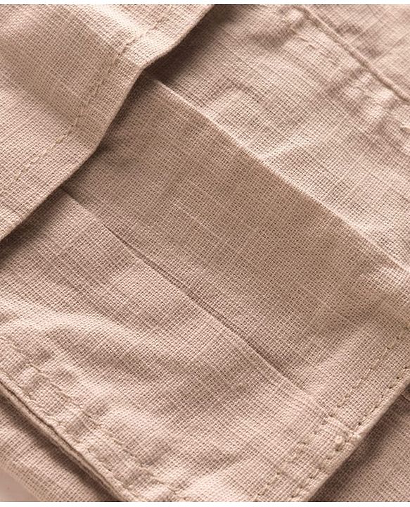 Pine Kids Cotton Elastane Woven Full Length Solid Color Trouser - Beige