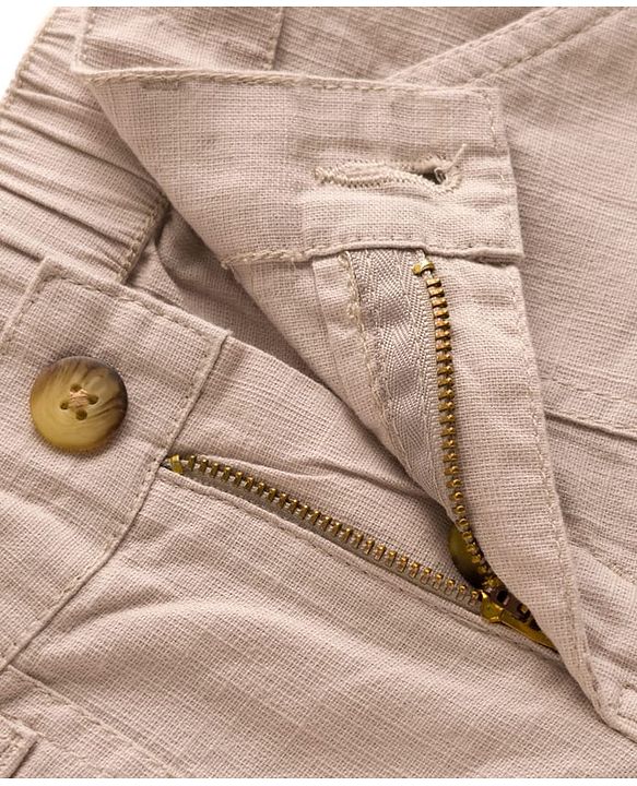 Pine Kids Cotton Elastane Woven Full Length Solid Color Trouser - Beige