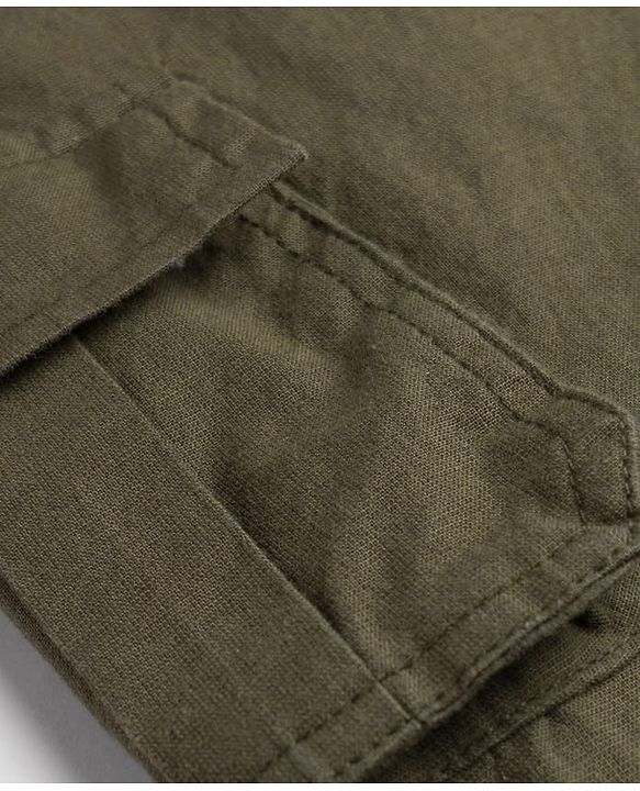 Pine Kids Cotton Elastane Woven Full Length Solid Color Trouser with Pocket - Olive Green