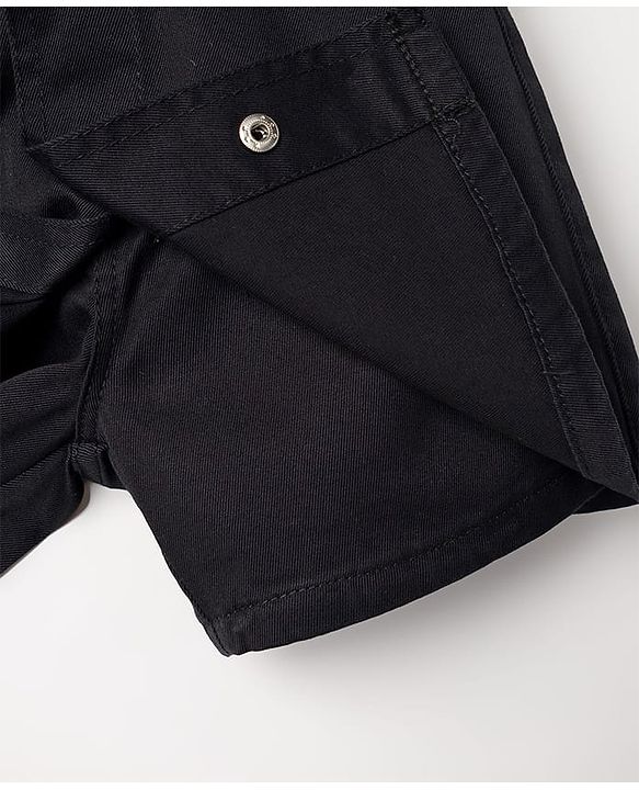 Pine Kids Cotton Elastane Woven Above Knee Length Solid Color Skirt - Black