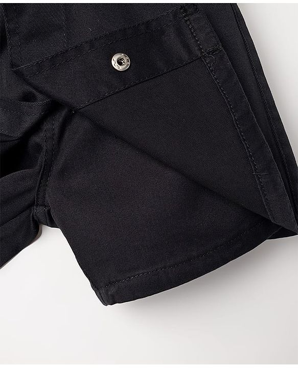 Pine Kids Cotton Elastane Woven Above Knee Length Solid Color Skirt - Black