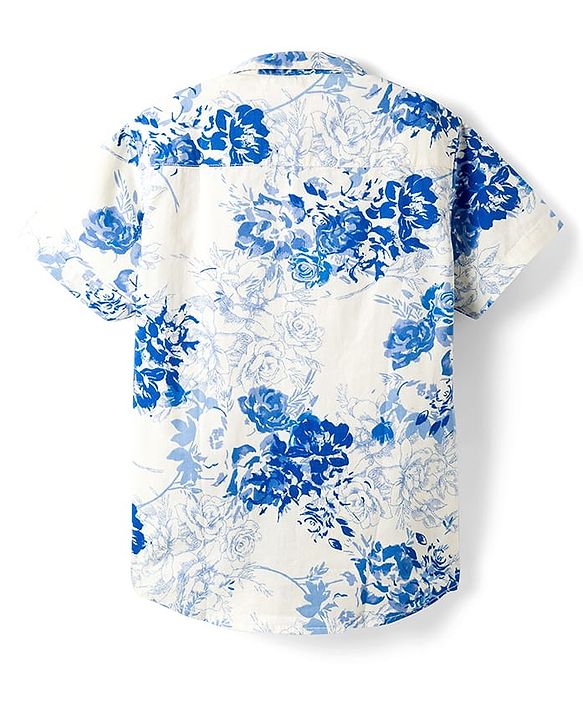 Pine Kids 100% Cotton Knit Half Sleeves Floral Printed Shirt - Multicolour