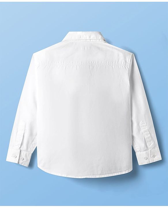 Pine Kids 100% Cotton Woven Full Sleeves Solid Shirt - White