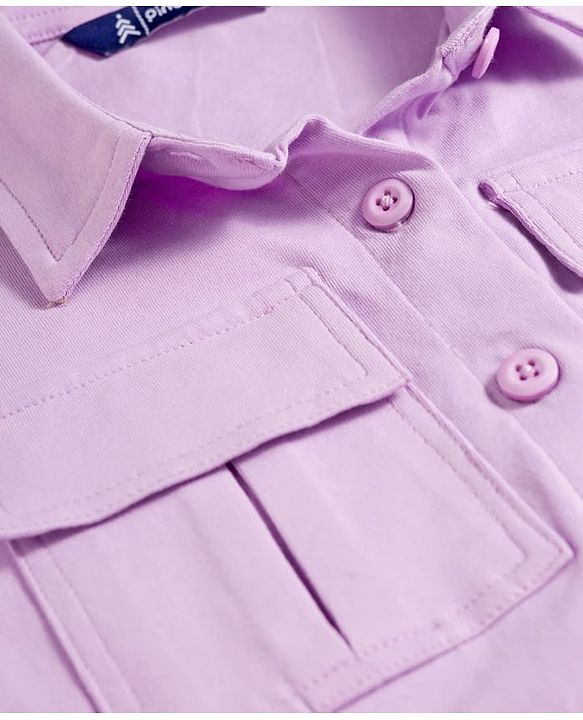Pine Kids Cotton Lycra Knit Half Sleeves Solid Color Jumpsuit - Lilac