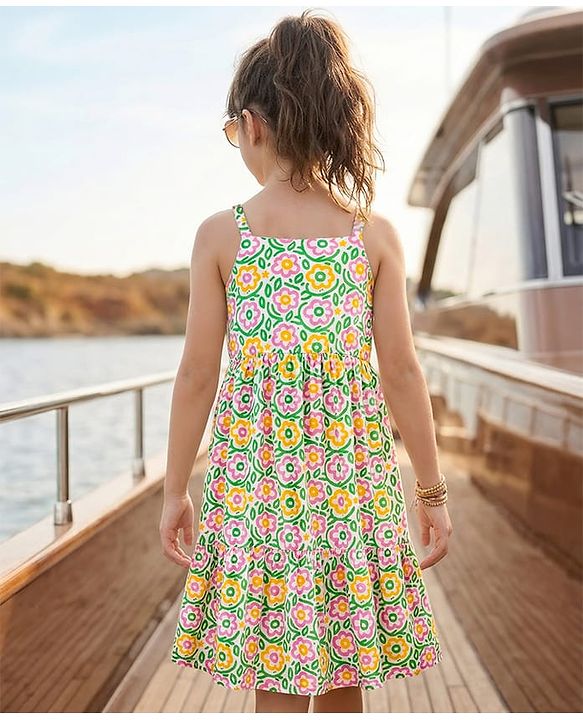 Pine Kids Cotton Woven One Piece Dresses/Frocks Floral Print Multi color 4-5 Years
