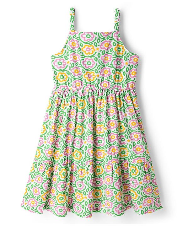 Pine Kids Cotton Woven One Piece Dresses/Frocks Floral Print Multi color 4-5 Years