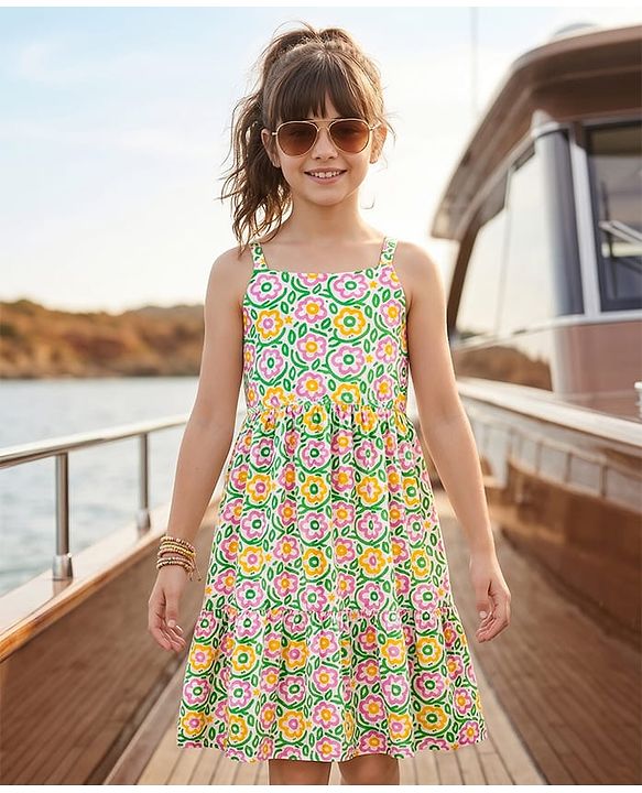 Pine Kids Cotton Woven One Piece Dresses/Frocks Floral Print Multi color 4-5 Years