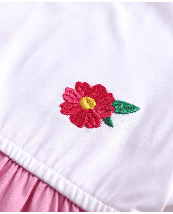 Pine Kids Cotton Knit One Piece Dresses/Frocks with Ruffled Sleeves Multicolor 5-6 Years