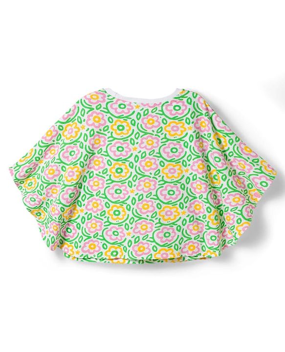 Pine Kids Cotton Knit Poncho Top Floral Print Multicolor 4-5 Years
