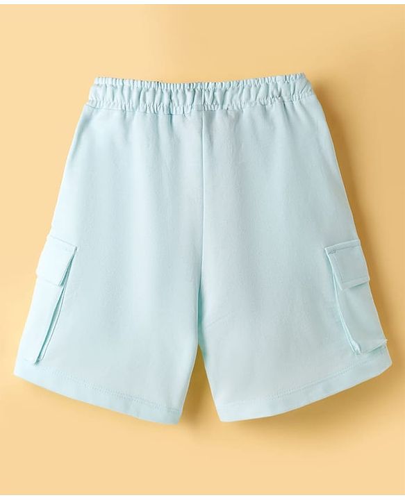 Pine Kids Looper Knit Shorts with Patch Detailing - Aqua Blue