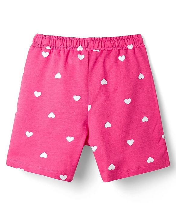 Pine Kids Looper Knit Heart Printed Shorts - Pink