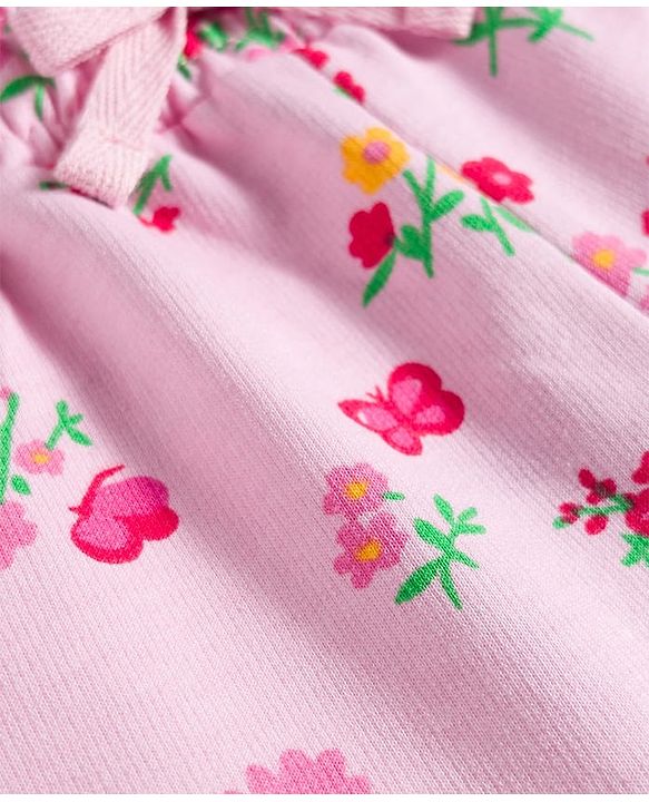 Pine Kids 100% Cotton Knit Floral & Butterfly Printed Shorts - Light Pink