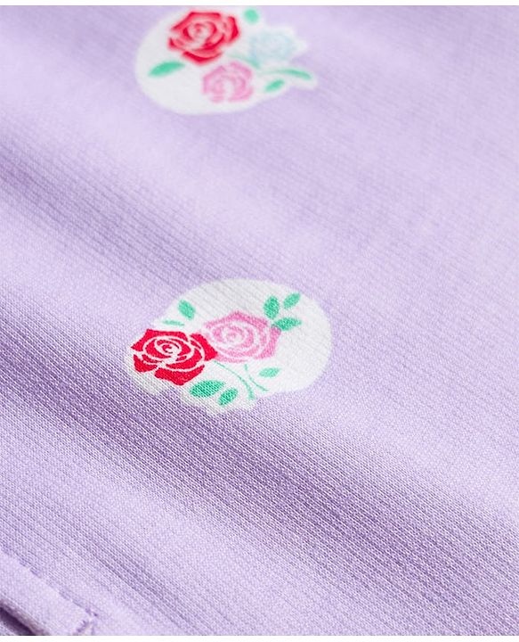 Pine Kids Looper Knit Knee Length Floral Printed Shorts  - Purple