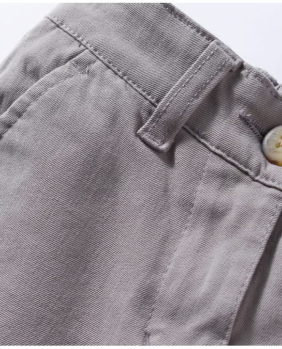 Pine Kids Cotton Elastane Woven Full Length Solid Color Trouser - Light Grey