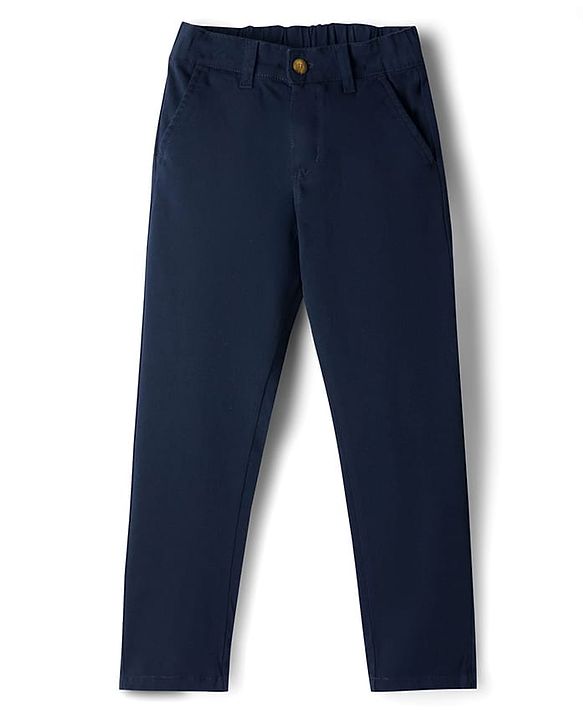Pine Kids Cotton Elastane Woven Solid Color Trousers - Navy Blue