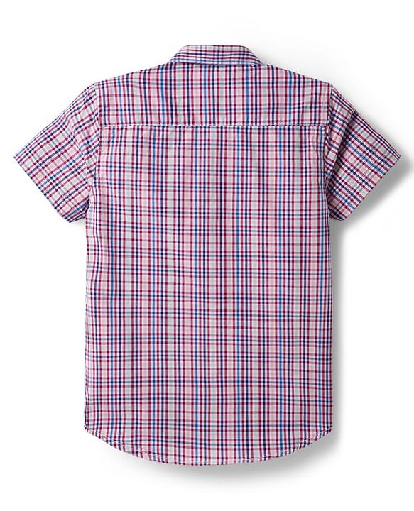 Pine Kids Cotton Woven Half Sleeves Checkered Shirt - Purple