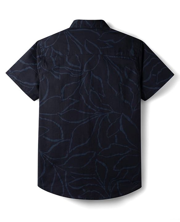 Pine Kids 100% Cotton Woven Half Sleeves Tropical Theme Printed Shirt - Navy Blue
