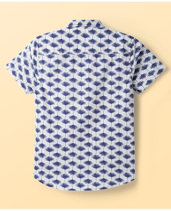 Pine Kids Cotton Woven Half Sleeves Floral Printed Shirt - White