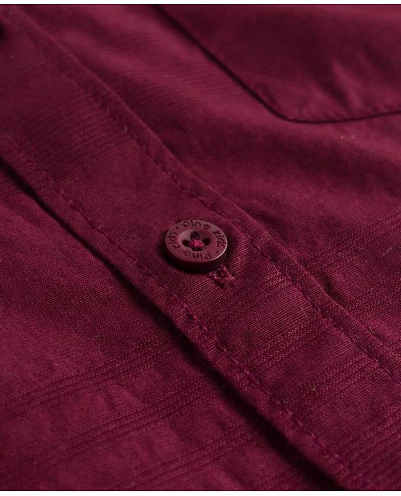 Pine Kids Cotton Woven Full Sleeves Solid Color Mandarin Collar Shirt - Maroon