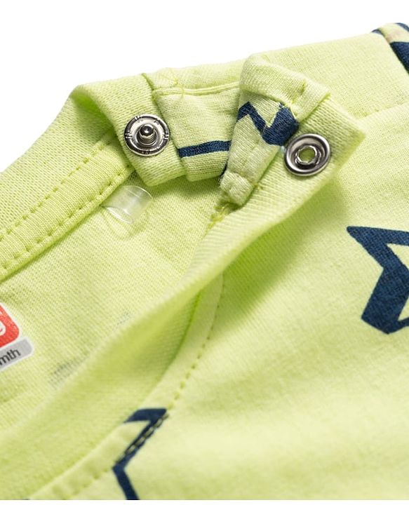 Babyhug Cotton Knit Full Sleeves T-Shirt & Pyjama Co-ord Night Suit With Star Print - Lime Green