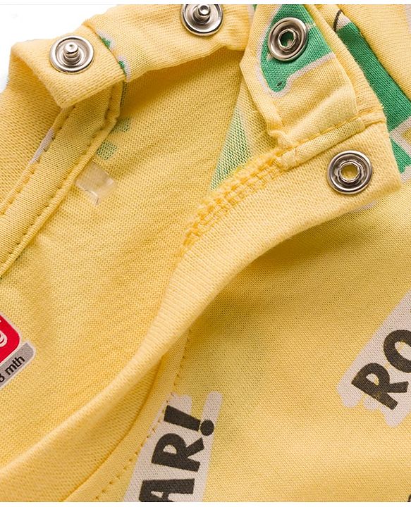 Babyhug Cotton Knit Full Sleeves T-Shirt & Pyjama Co-ord Night Suit With Crocodile Print - Yellow