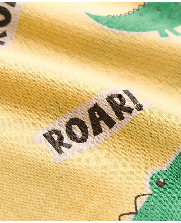 Babyhug Cotton Knit Full Sleeves T-Shirt & Pyjama Co-ord Night Suit With Crocodile Print - Yellow