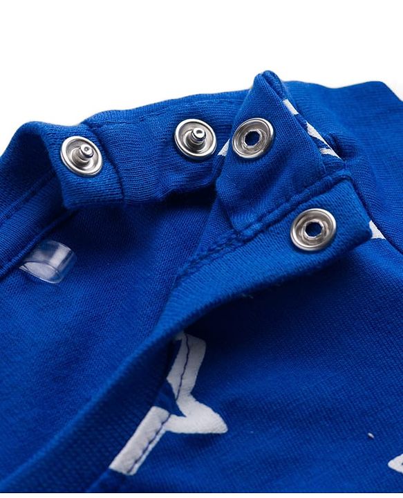 Babyhug Cotton Knit Full Sleeves Co-ords T-Shirt & Pajama Night Suit with Star Print - Navy Blue