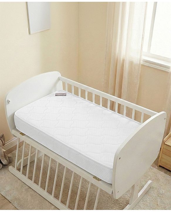 Babyhug High Density Soft Foam Quilted Baby Mattress - White| PU Foam Support| Supports Spinal Alignment| Lightweight| Fits Standard Cribs| 0-24 Months