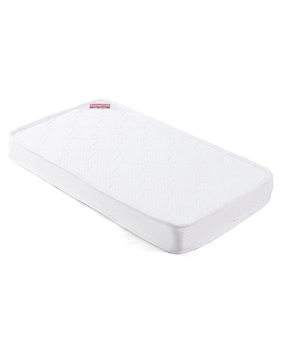 Babyhug High Density Soft Foam Quilted Baby Mattress - White| PU Foam Support| Supports Spinal Alignment| Lightweight| Fits Standard Cribs| 0-24 Months
