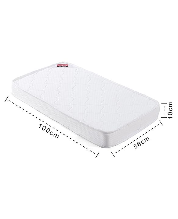 Babyhug High Density Soft Foam Quilted Baby Mattress - White| PU Foam Support| Supports Spinal Alignment| Lightweight| Fits Standard Cribs| 0-24 Months