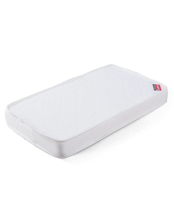 Babyhug High Density Soft Foam Quilted Baby Mattress - White| PU Foam Support| Supports Spinal Alignment| Lightweight| Fits Standard Cribs| 0-24 Months