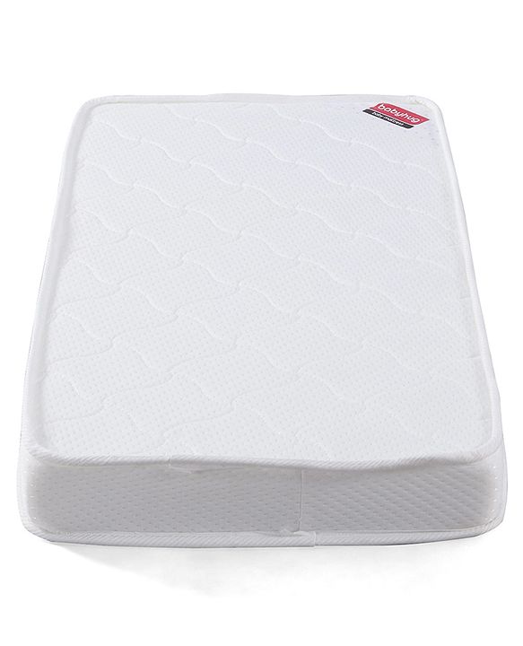 Babyhug High Density Soft Foam Quilted Baby Mattress - White| PU Foam Support| Supports Spinal Alignment| Lightweight| Fits Standard Cribs| 0-24 Months