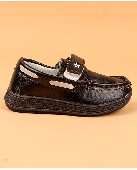 Cute Walk by Babyhug Velcro Closure Loafers with Star Applique - Black