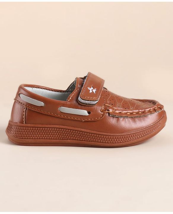 Cute Walk by Babyhug Velcro Closure Loafers with Star Applique - Black
