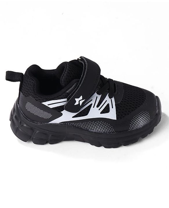 Cute Walk by Babyhug Solid Colour Sneaker Shoes with Velcro Closure - Black