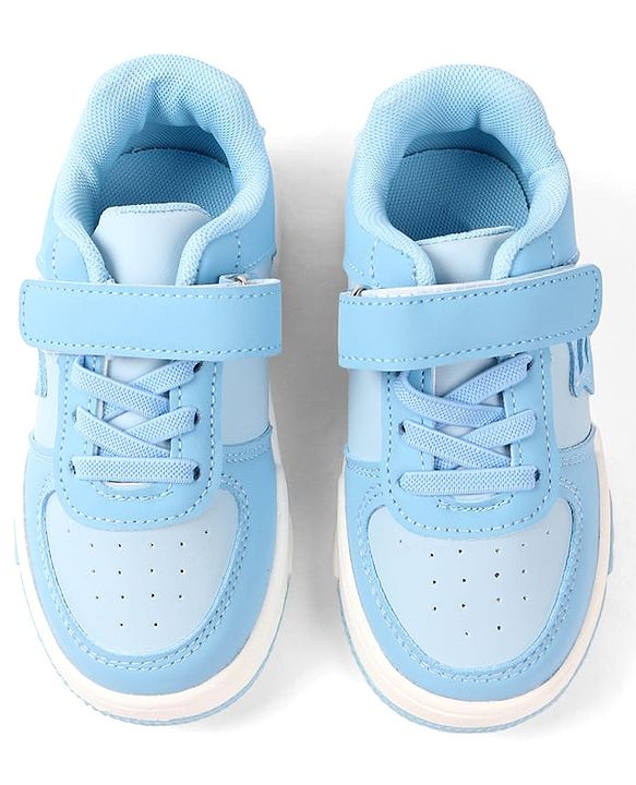 Cute Walk by Babyhug Solid Colour Sneaker Shoes with Velcro Closure - Light Blue