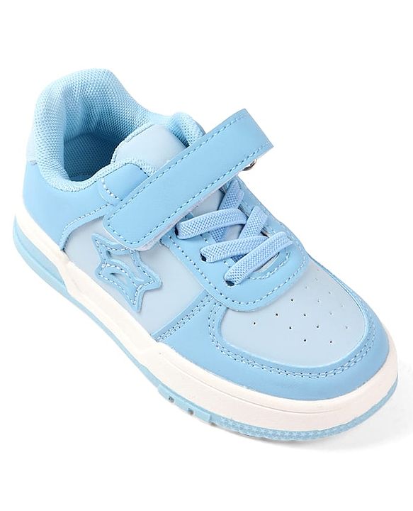 Cute Walk by Babyhug Solid Colour Sneaker Shoes with Velcro Closure - Light Blue